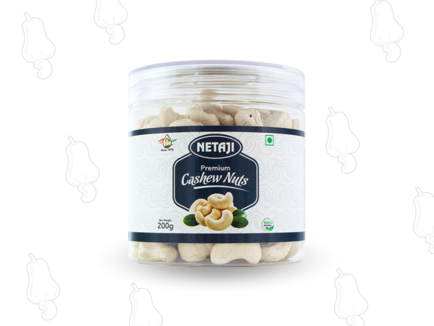 "Netaji Premium Cashew Nuts W320 – 200g Airtight Jar of Whole Cashews"