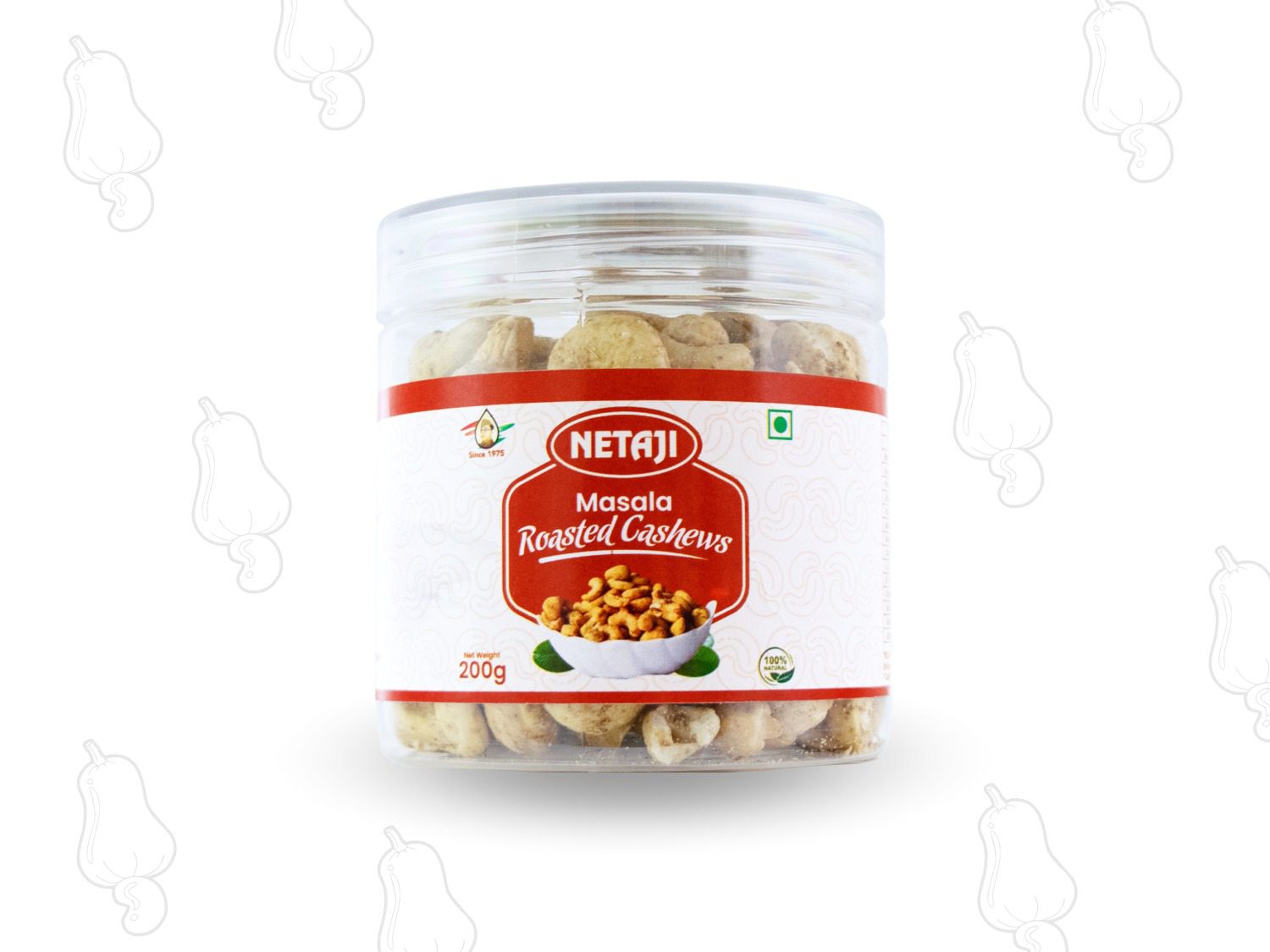 "Netaji Roasted Cashew Nuts Masala Flavor 200g Jar – Premium W320 Masala Kaju in Airtight Packaging"