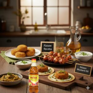 Modern fusion dishes prepared with Netaji Kacchi Ghani Mustard Oil