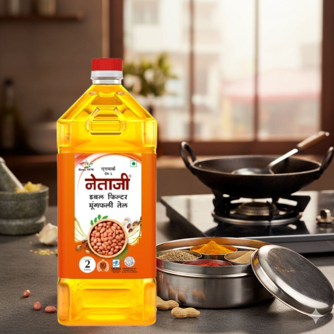 Double filtered groundnut oil suitable for Indian kitchen use