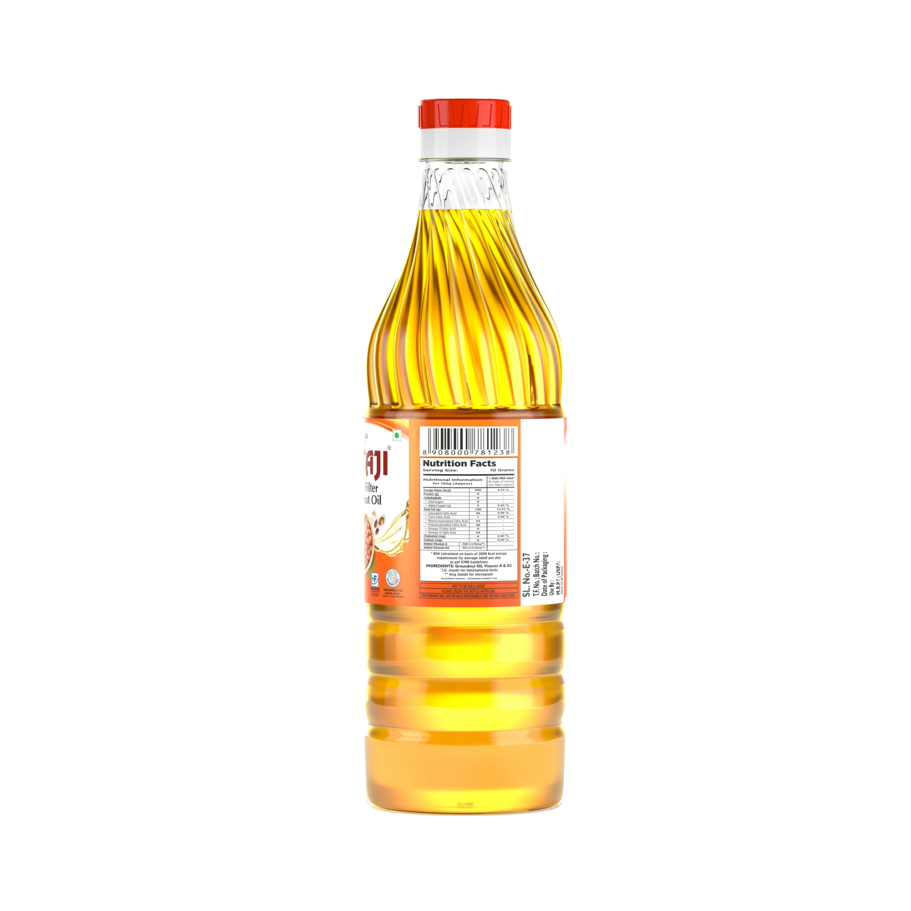 Netaji Double Filtered Groundnut Oil 500ml Bottle - Image 2