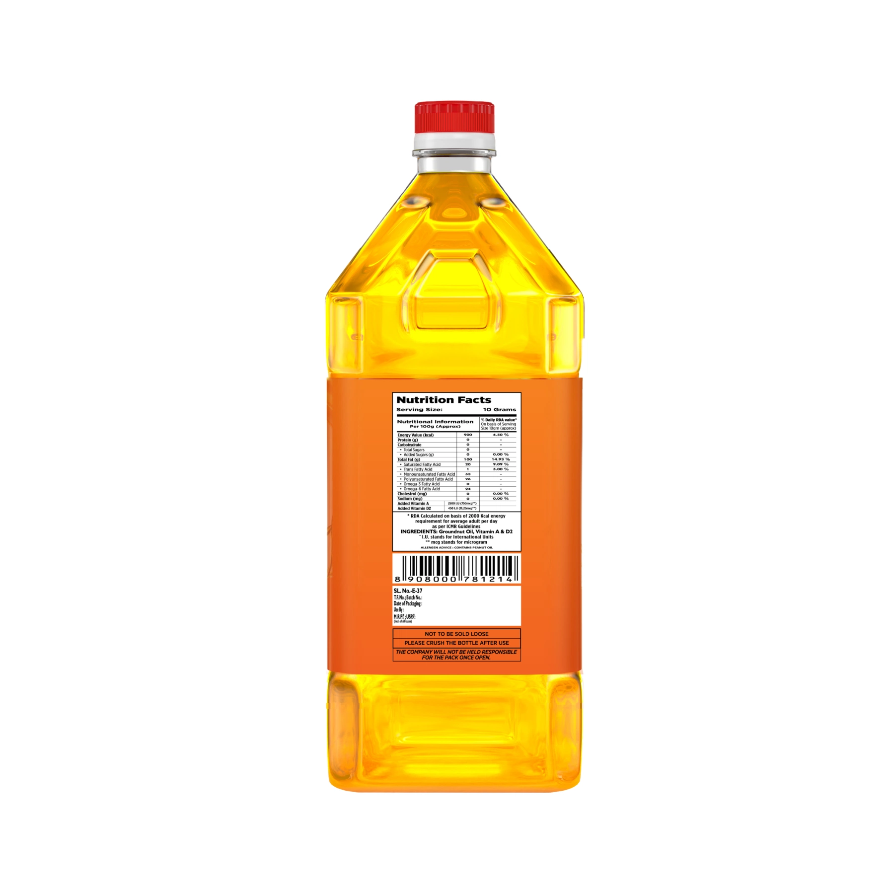 Netaji Double Filtered Groundnut Oil 5 Liter PET Bottle - Image 2